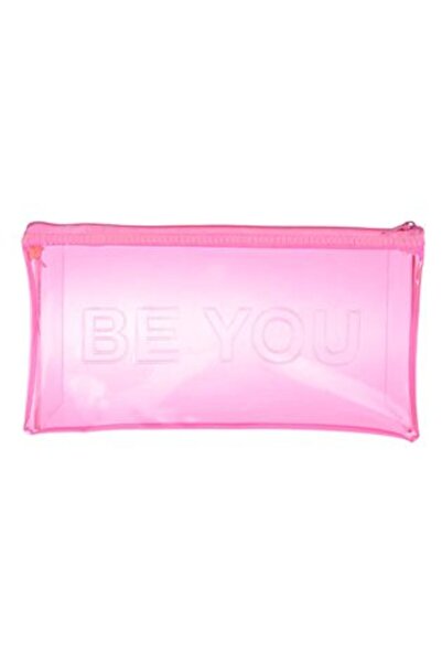 Jumbo Transparent Floral Neon Pink Pouch Be You 21 x 11 cm