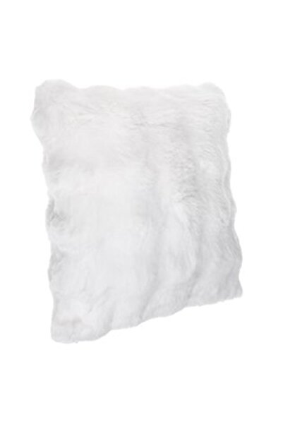 Jumbo Decorative Pillow with Faux Fur White and Textured Pattern for Sofa, 40 x 40 cm