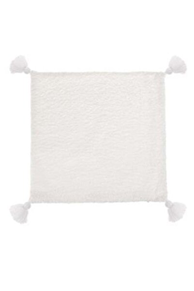 Jumbo Winter Decorative Pillowcase Faux Fur White with Tassels 40 x 40 cm