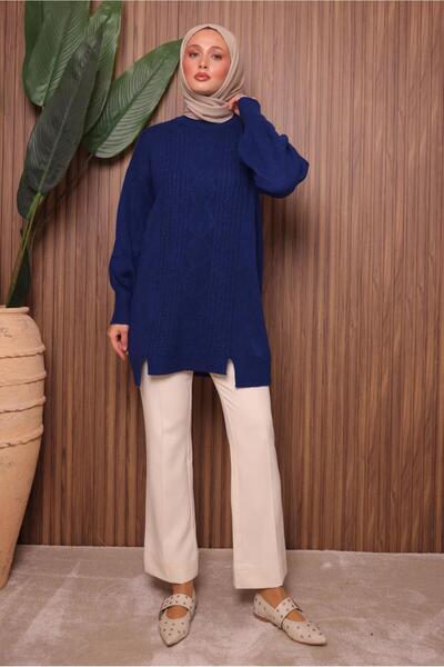 TRENDTESETTÜR Women's Navy Blue Knit Tunic t 2307