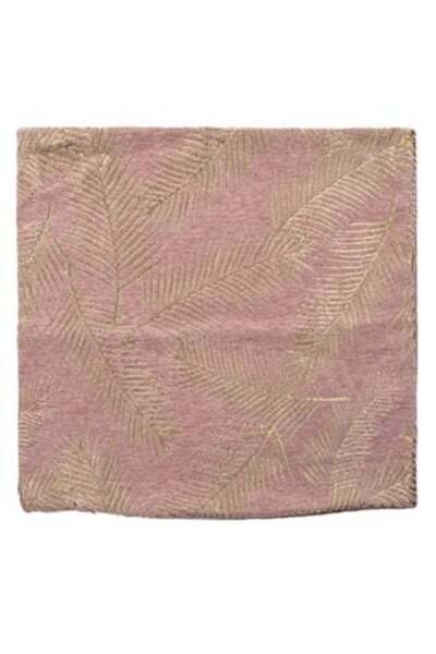 Jumbo Decorative Winter Chenille Pink Pillowcase with Leaf Pattern 45 x 45 cm