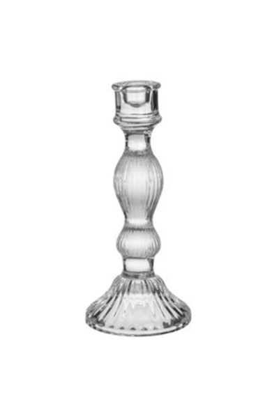 Silver Star Διακοσμητική Κηροπήγια με Διαφανή Στρογγυλή Βάση Ø11 x 25 εκ.