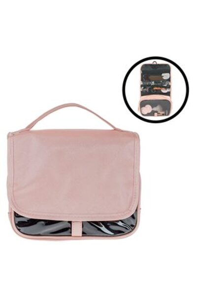 Silver Star Τσάντα μακιγιάζ ταξιδιού ροζ με διαφανή λαβή 24 x 10 x 19 εκ.