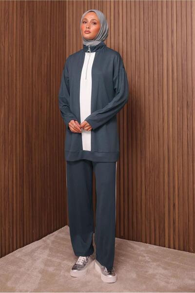 TRENDTESETTÜR Women's Gray (Anthracite) Striped Detail Pants Suit t 3035