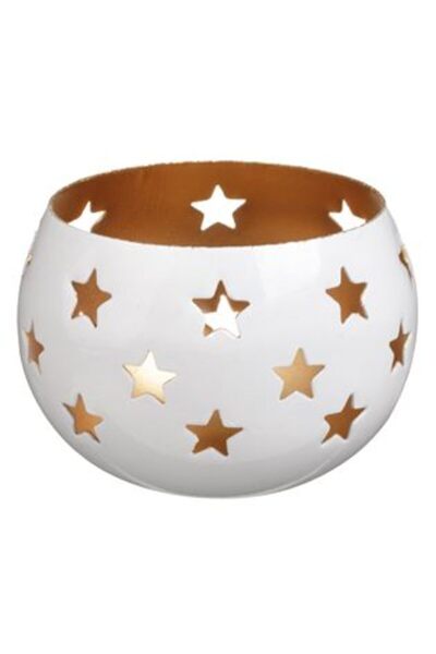 Jumbo Suport metalic perforat cu stele albe din bronz Ø7 x 7 cm