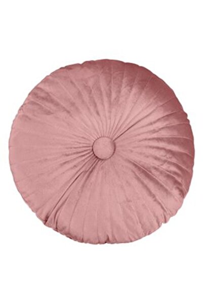 Jumbo Decorative Round Pillow Pink Nude Velvet with Button for Sofa Ø35 cm