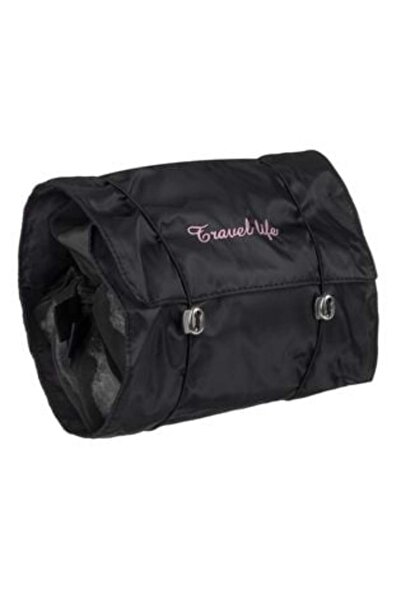 Jumbo Travel Cosmetic Bag Black 'Travel Life' 22 x 5 x 17 cm