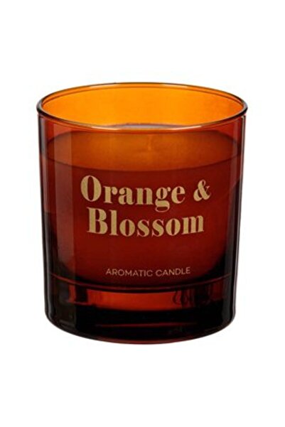 Jumbo Amber Candle with Orange & Blossom Aroma in Glass Container Ø8 x 9 cm