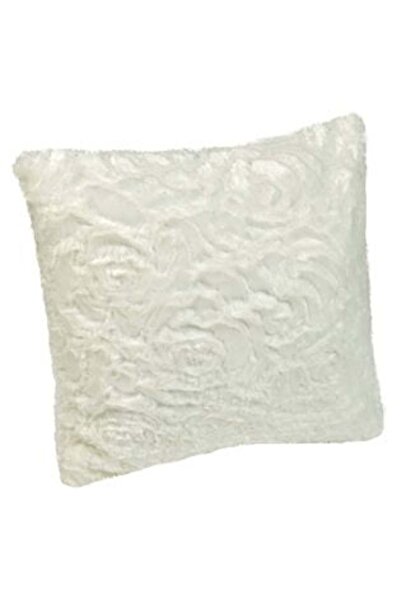 Jumbo Decorative Winter Pillowcase Faux Fur White Floral 40 x 40 cm