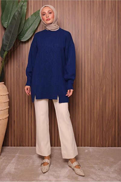 TRENDTESETTÜR Women's Navy Blue Knit Tunic t 2307