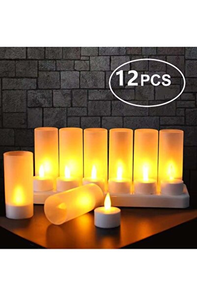 Hope مجموعة من 12 شمعة LED بدون لهب تعمل بالبطارية، شموع صغيرة مع قاعدة شحن و...