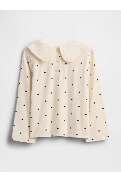 GAP Kız Bebek Krem Sailor Yaka Uzun Kollu T-Shirt