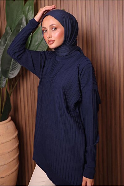 TRENDTESETTÜR Women's Navy Blue Knit Tunic t 0007