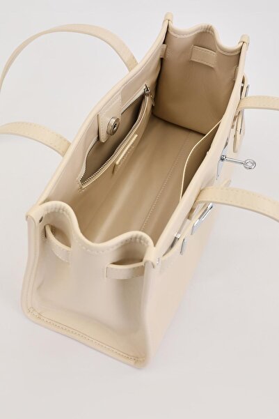 Levidor Geantă de umăr cu breloc din metal crem