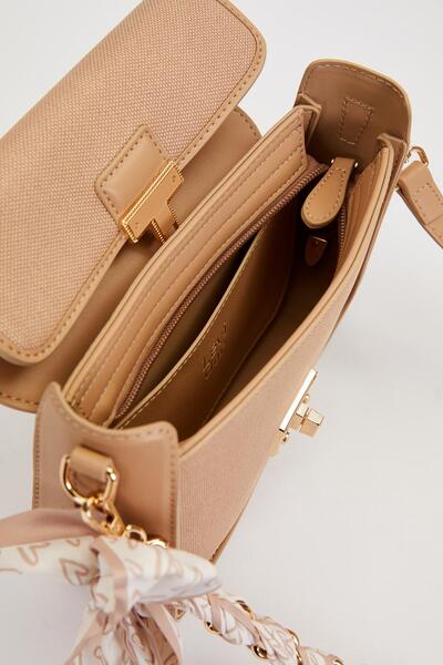Levidor Khaki Scarf Tie Detail Shoulder Bag