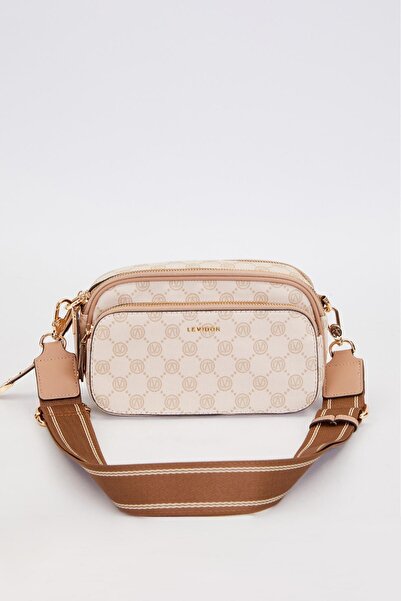 Levidor Geantă de umăr cu curea groasă cu două compartimente din nurcă