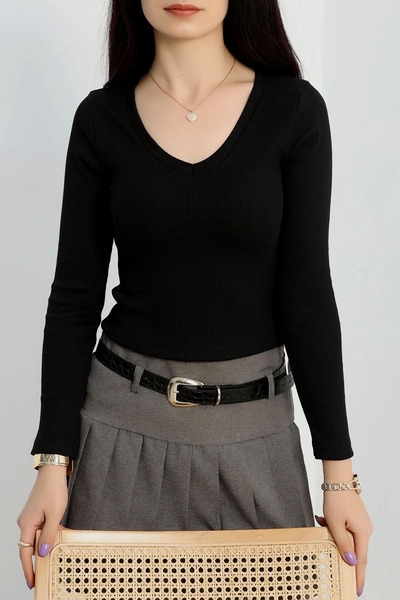 Ethab Ticaret V-Neck Camisole Blouse Black