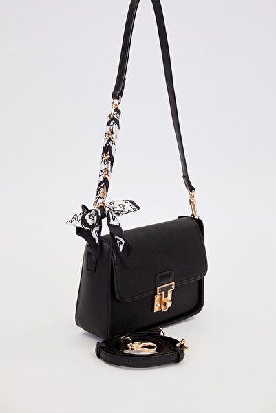 Levidor Black Scarf Tie Detail Shoulder Bag