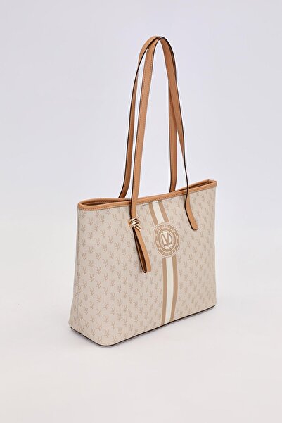 Levidor Khaki Gold Shoulder Bag with Accessory Detail