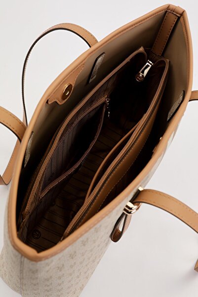 Levidor Khaki Gold Shoulder Bag with Accessory Detail