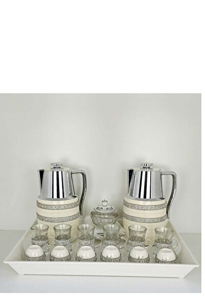 Radin طقم شاي وقهوة عربي مكون من ٢٢ قطعة مع ترمس وأكواب زجاجية وصينية