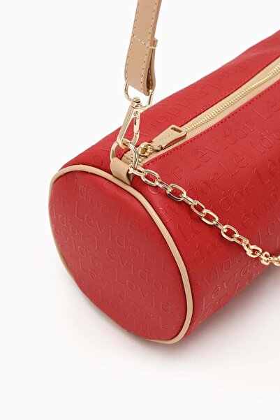 Levidor Red Printed Cylinder Model Handbag