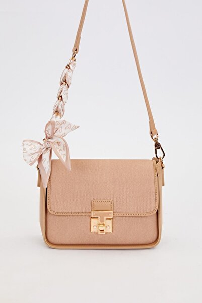 Levidor Khaki Scarf Tie Detail Shoulder Bag