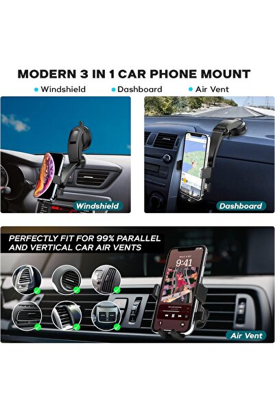 HM2A Car Phone Holder Stand for Dashboard Windshield Air Vent Car Mount for iPhone 14 Pro Max Plus S