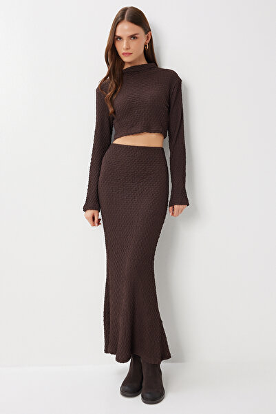 Lovelyİstanbul Ελαστικό πλεκτό σετ με υφή LDZ0051 ΚΑΦΕ