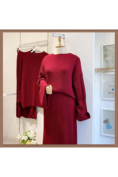 Faya Boutique Bordo manolya triko takım