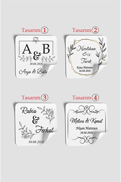 Vice Çikolata Etiketi - Özel gün etiketi (3.8 cm) 80 Adet kare minimal etiket