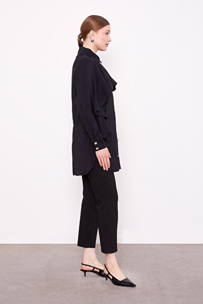 Levidor Black Flounce Detailed Shirt