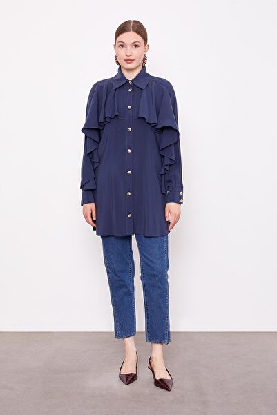 Levidor Lacivert Volan Detaylı Gömlek