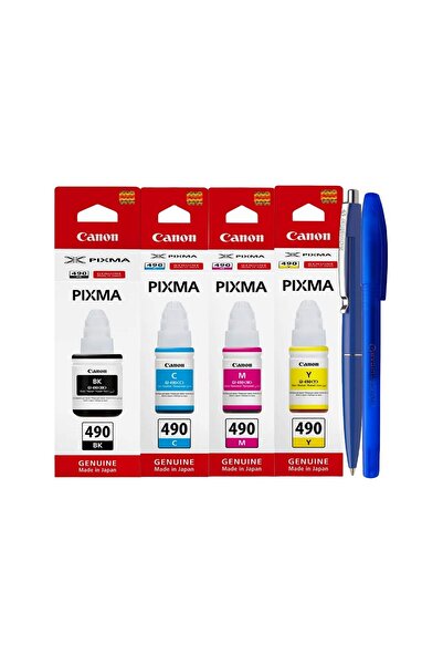 Canon Original Ink Cartridge Set 1xGI-490Bk, 1xGI-490C, 1xGI-490M, 1xGI-490Y, Pix Sch and Pix Radiu