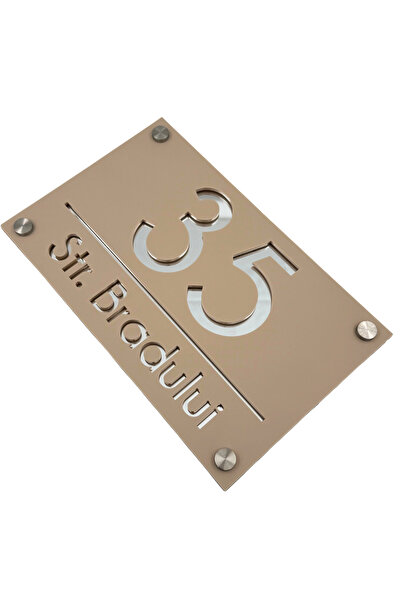 Adresa VIP NUMAR CASA PREMIUM - Crem Satinat Argintiu Oglinda 4 Distantieri A...