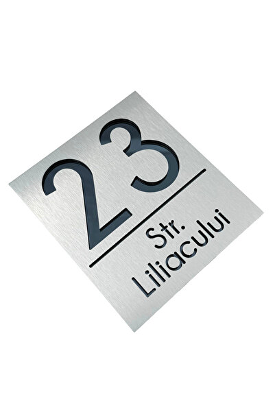 Adresa VIP PREMIUM HOUSE NUMBER - Brushed Aluminum Anthracite Grey Mirror - 1...