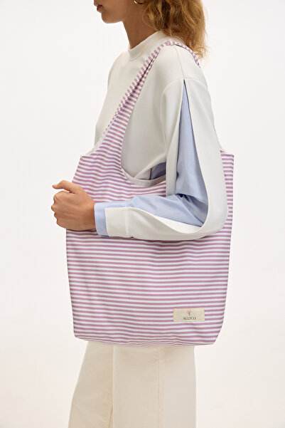 Allyco Geantă de umăr din material textil cu dungi