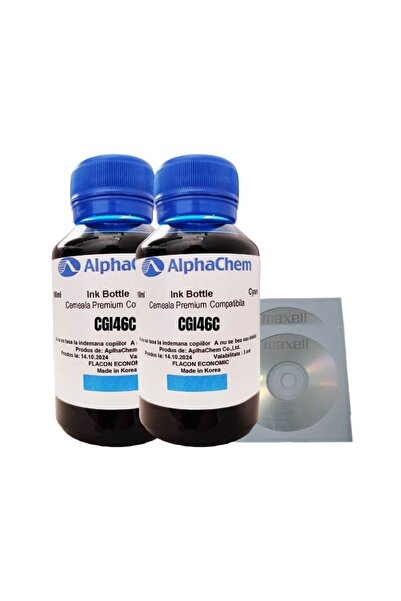 alphachem Set Flacon Cerneala Compatibil Canon 2x100ml GI-46C Cyan, 2buc Cdr ...