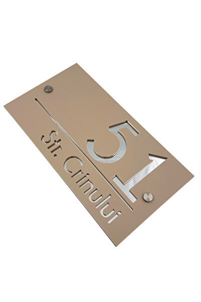 Adresa VIP NUMAR CASA PREMIUM - Crem Satinat Argintiu Oglinda 2 Distantieri A...