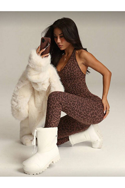 La Saade Wild Muse Jumpsuit-La Saade Wildcat Leopar Uzun Tulum