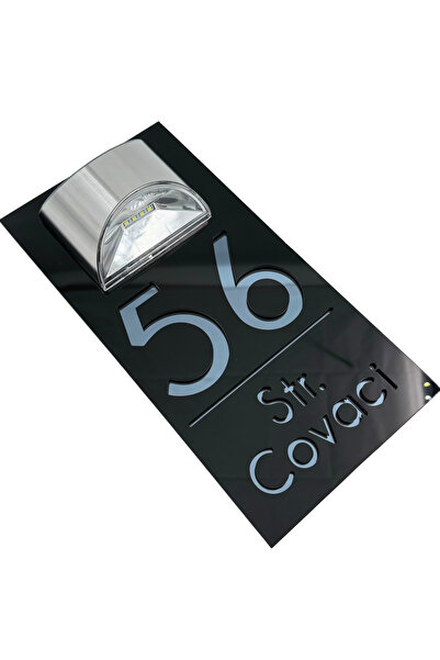 Adresa VIP NUMAR CASA PREMIUM - Negru Lucios Gri Antracit Oglinda Lampa Solar...