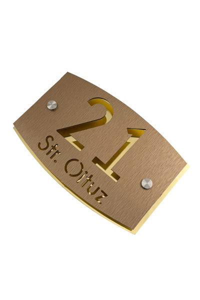Adresa VIP PREMIUM HOUSE NUMBER - Brushed Bronze Aluminum Mirror Gold Aluminu...