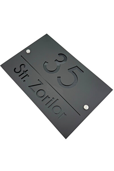 Adresa VIP NUMAR CASA PREMIUM - Negru Satinat Negru Lucios 2 Distantieri Argi...