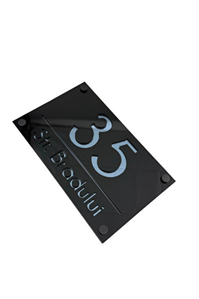 Adresa VIP NUMAR CASA PREMIUM - Negru Lucios Gri Antracit Oglinda 4 Distantie...