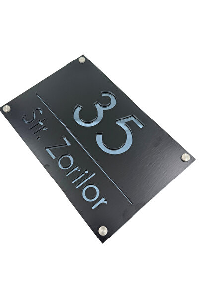 Adresa VIP NUMAR CASA PREMIUM - Aluminiu Periat Negru Gri Antracit Oglinda 4 ...