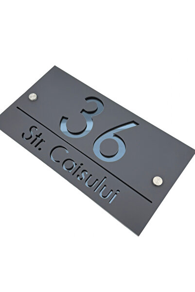 Adresa VIP NUMAR CASA PREMIUM - Gri Satinat Gri Antracit 2 Distantieri Argint...