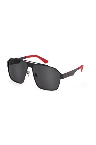 Police Men's Sunglasses SPLL08-638YZP, Black Polycarbonate Lenses Ø 63 mm, UV400 Protection, Gray M