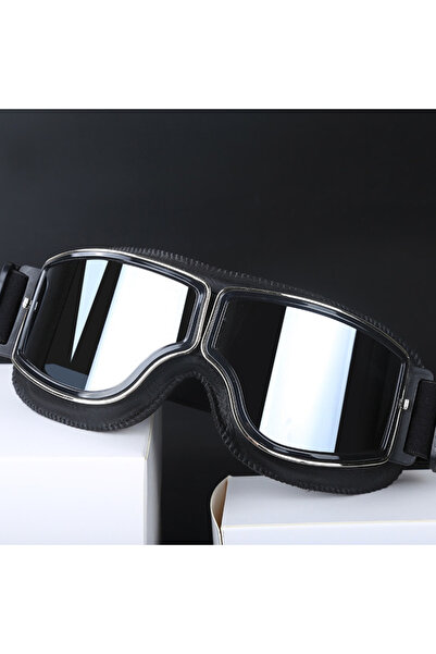 Choice10 نظارات شمسية سوداء فضية 1 للدراجات النارية مقاومة للرياح وخوذة دراجة...