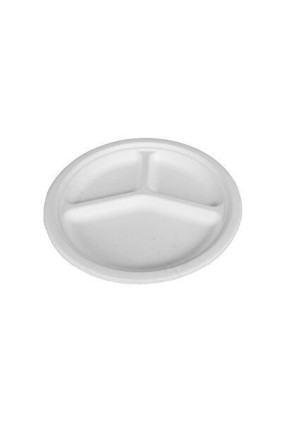 Green Gift Concepts ١٠٠ قطعة من أطباق الطعام القابلة للتحلل الحيوي/الصديقة للبيئة، مقاس ١٠ بوصات، والمكونة من ٣ أقسام - حل متين لتناول الطعام