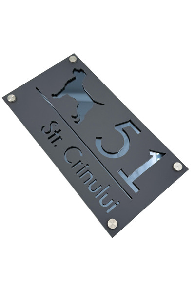 Adresa VIP NUMAR CASA PREMIUM - Gri Satinat Gri Antracit Oglinda 4 Distantier...